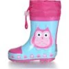 Baby Girl Rubber Rain Boots Playshoes Owls -StepStrong Boots playshoes 188599 turquoise